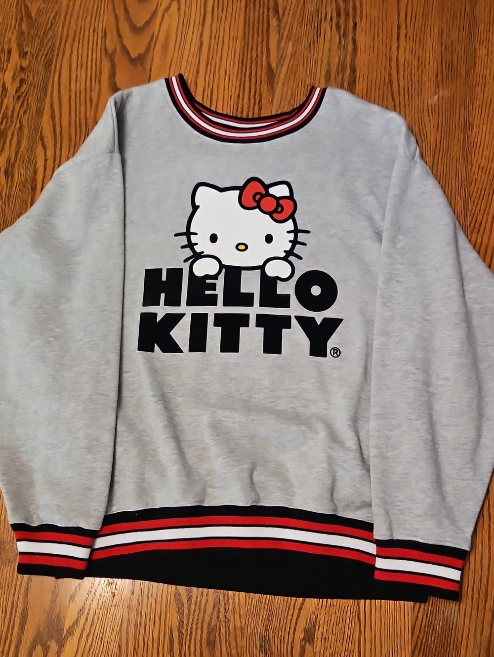 Hello Kitty Gray Sweatshirt with Red & Black Trim